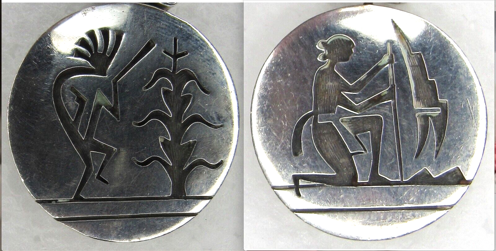 Hopi TWO SIDE Sterling Silver Pendant W.Polelonema R Hopi TWO SIDE Sterling Silver Pendant W.Polelonema R