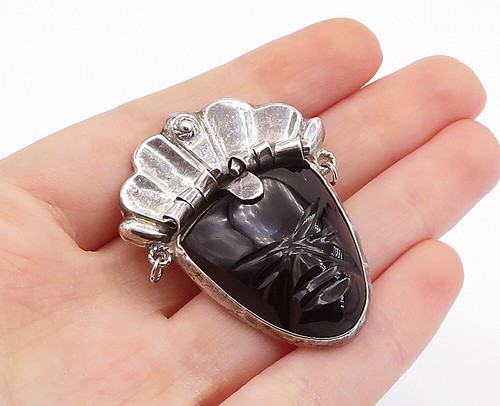 アクセサリー vintage silver925 onyx brooch Vintage Onyx Silver Brooch-silver Black Onyx Brooch-black