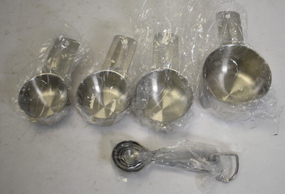 10 Piece Stainless Steel Measuring Cup Kit 1 Cup - 1/8tsp w Metric Measurements