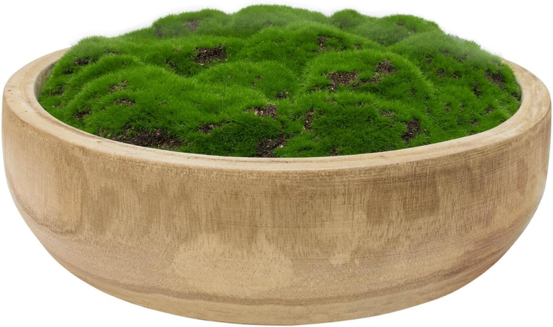 Moss Wood Bowl, Natural round Decorative Dough Bowl, Artificial Moss Centerpiece for Wedding Table, Home Decoration, Living Room, Office, No Maintenance