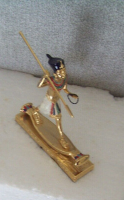 EGYPTIAN SUMMIT Collection 2005 - Golden Statue KING TUTANKHAMUN ON PAPYRUS RAFT