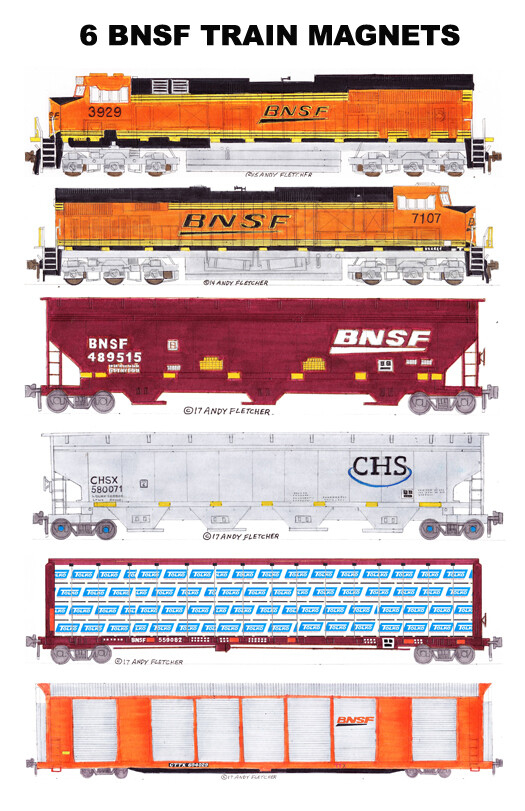 その他 Magnet BNSF Freight Train 6 magnets Andy Fletcher | eBay
