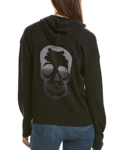 Zadig & Voltaire Sixtine Skull Degrade Black Zip Hoodie Zip Zadig & Voltaire Sixtine Skull Degrade Black Zip Hoodie Zip