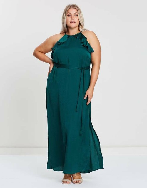 emerald green maxi dress by gianni bini size