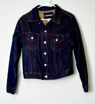 Vintage Ladies Moxnix Blue Denim Jean Jacket  Size Small Made inUSA 100% Cotton.