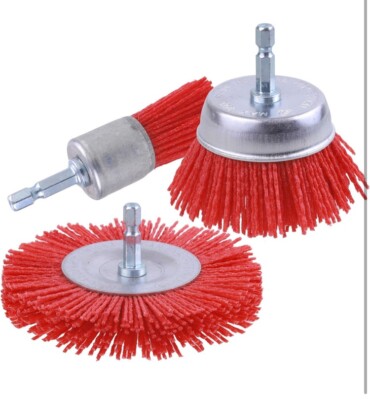 3-Piece Nylon Filament Abrasive Wire Brush Wheel and Cup Set with 1/4 Drill for