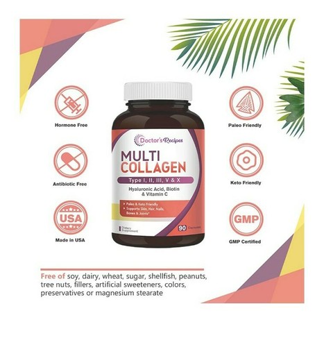 Multi Collagen Peptide Caps Type I II III V X, Paleo Keto ...