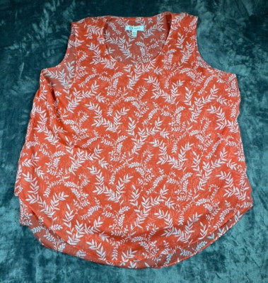 Christina B Womens 2XL Sleeveless Double Layered Blouse Pink Floral Light Tunic