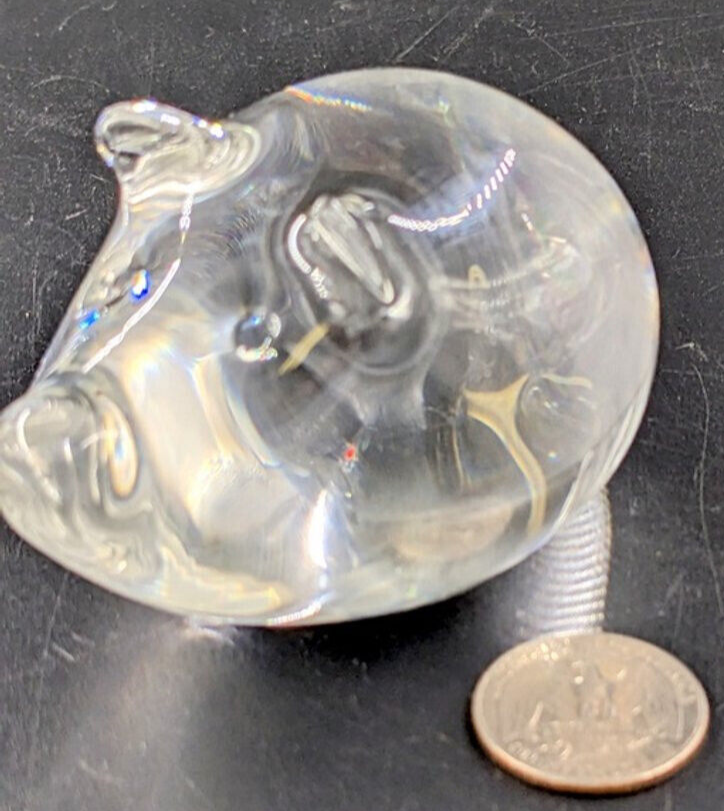 Steuben Crystal PIG Sculpture Figurine Hand Cooler Paperweight Clear Art Glass