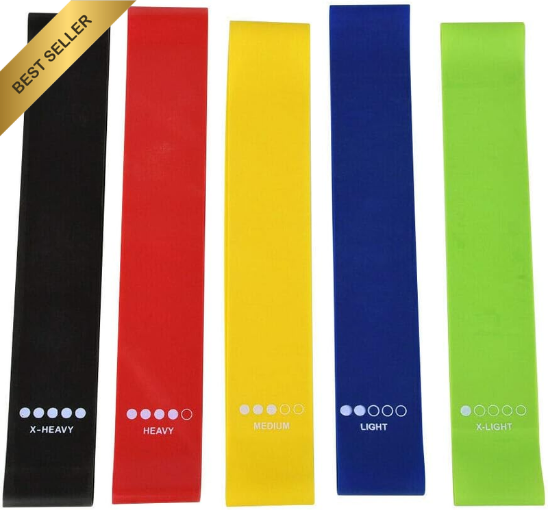 12 Inch Resistance Loop Exercise Bands with Carry Bag, Set of 5 Workout Booty Ba