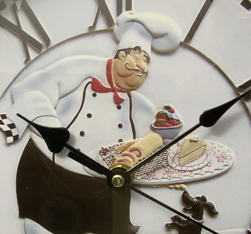 Fat Chef Italian Chef with Dog 12&rdquo; Battery Operated Wall Clock