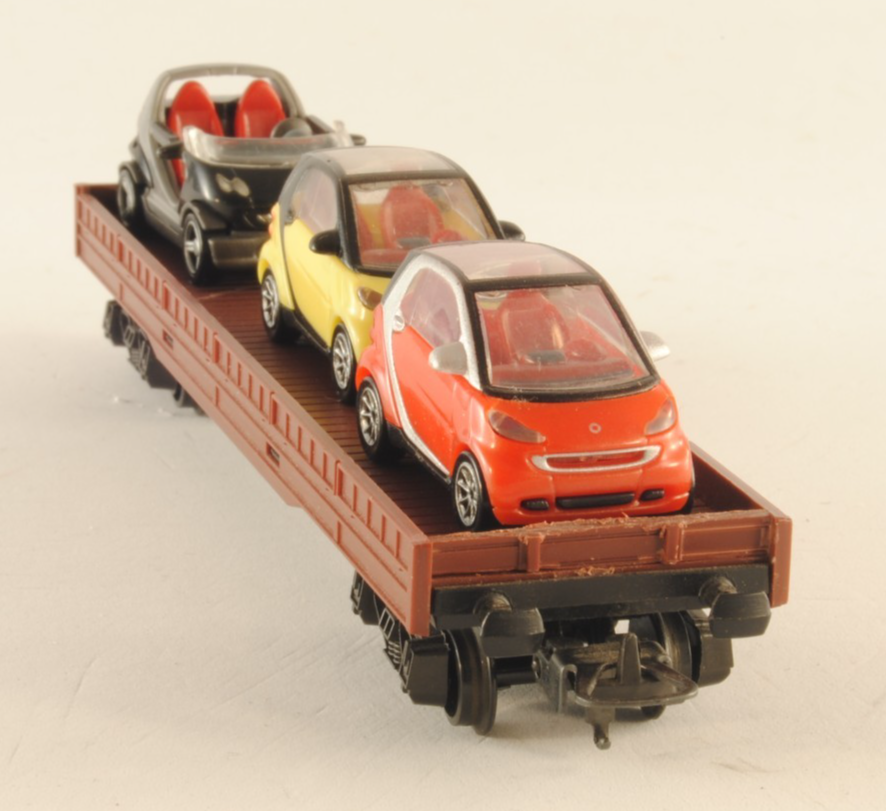 Lima carro pianale con trasporto  3 auto Smart vagone bisarca H0 1:87