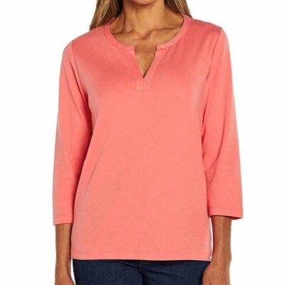Orvis Women's Pima Cotton Split Neck Tee Sizes S M XXL