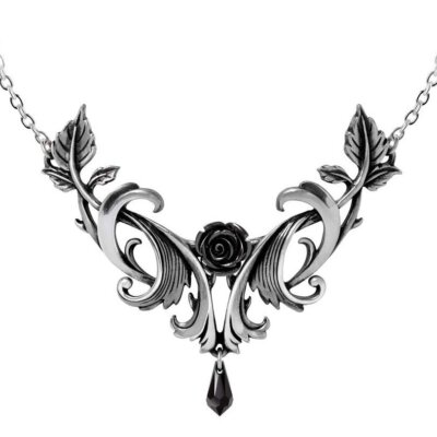 Alchemy Gothic Baroque Rose Pewter Necklace   Local Stock   Gothic