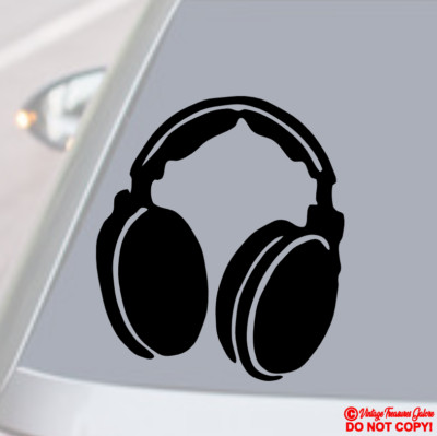 HEADPHONES Vinyl Decal Sticker Car Window Bumper Music DJ Love Rock Hip Hop Dope