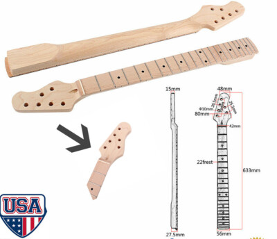Free Shipping 22 Fret Electric Guitar Neck Canadian Maple Guitar Neck Replacement Nature Color