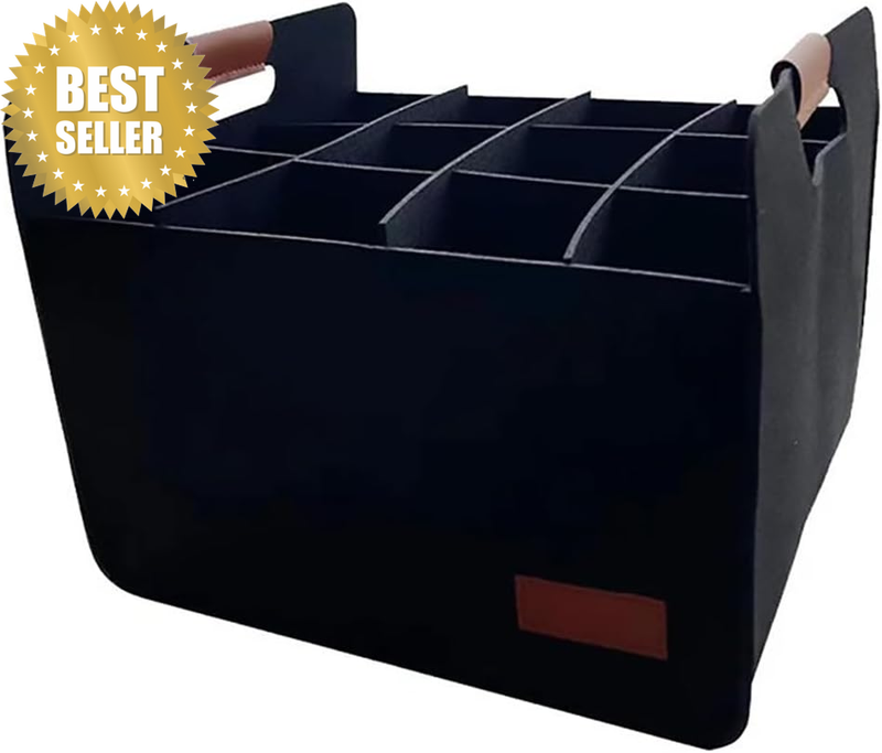Portable 12 Bottle Wine Carrier Case – 37×32×27Cm/14.5×12.5×10.5In, Grey Felt, 6