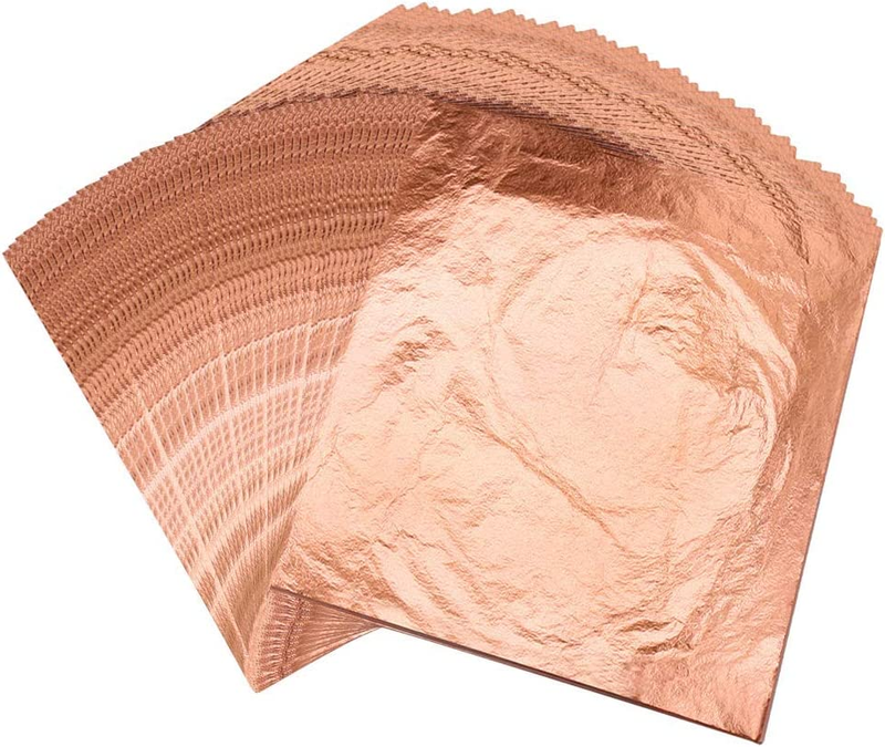 VGSEBA Gold Leaf Sheets, Pure Copper Leaf Sheet, Schabin Gold Foil Paper 100 She