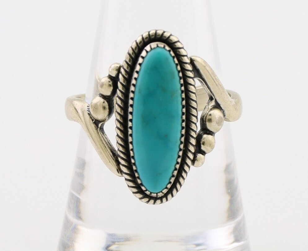 Navajo Ring 925 Silver Natural Kingman Turquoise Signed Wheeler MFG C.80's