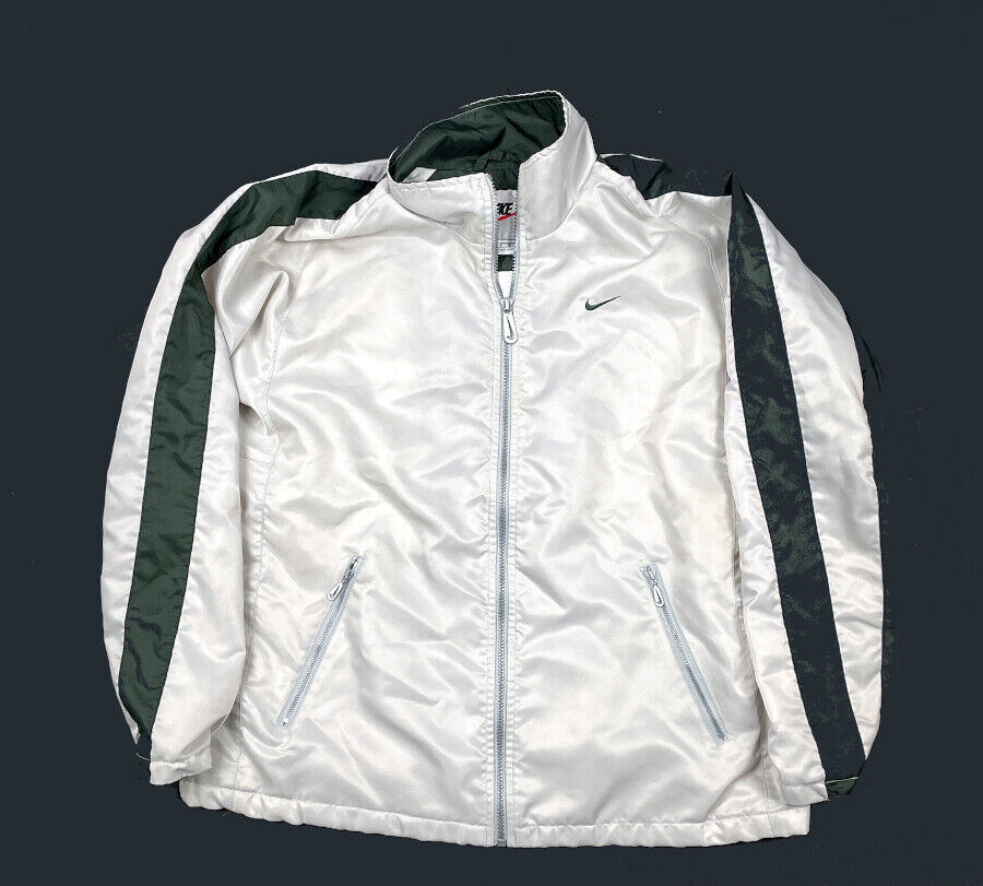 Nike Silver Green Full-Zip Jacket Stripe Sleeve Red/White Nike Silver Green Full-Zip Jacket Stripe Sleeve Red/White