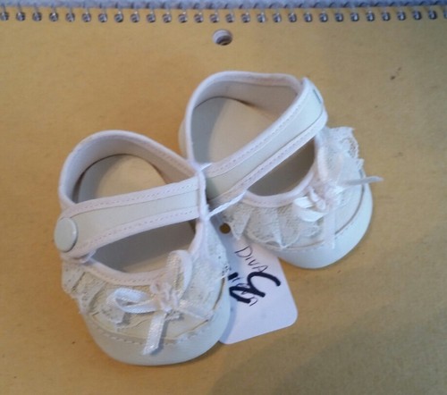 Antique Vintage Doll Shoes White 3