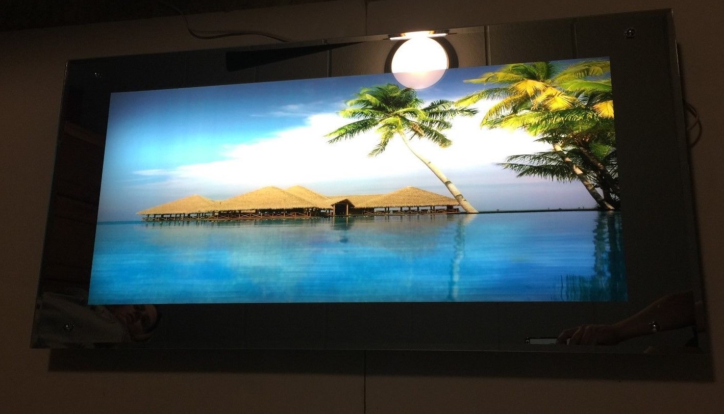 HUGE !!! Light Up Vintage Lamp Mirror With BEACH  Sounds Tested 19