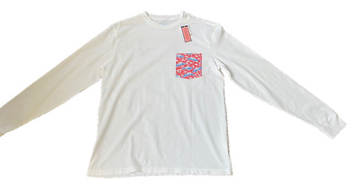 NWT~ Vineyard Vines SharkBatik Whale  Fill Long-Sleeve Pocket tee~S 
