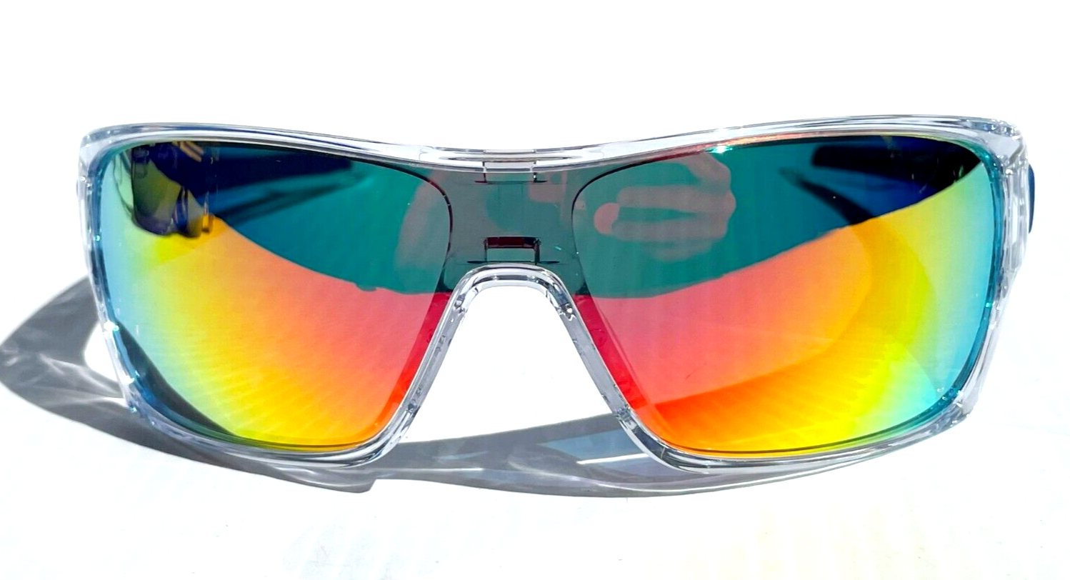 Pre-owned Oakley Turbine Rotor Shiny Clear & Blue Polarized Galaxy Ruby Lens Sunglass 9307 In Red