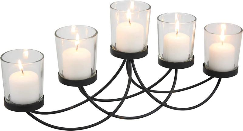 Black Metal Votive Candle Holder Candelabra Dining Table Centerpiece Decorative