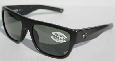 COSTA DEL MAR Sampan 580G POLARIZED Sunglasses Matte Black/Gray Glass NEW 580