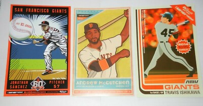 3 SF Giants Authentic Fan Cheer Cards SGA Poster 2018 McCTCHEN ISHIKAWA SANCHEZ