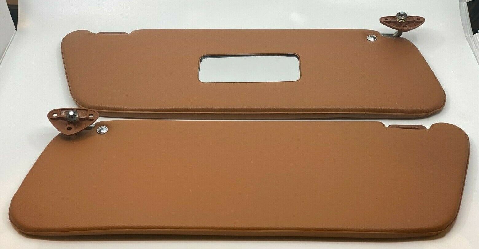 MERCEDES W109 SEL 300S 300SEL SUNVISOR INTERIOR SUN VISOR MIRROR COGNAC PAIR