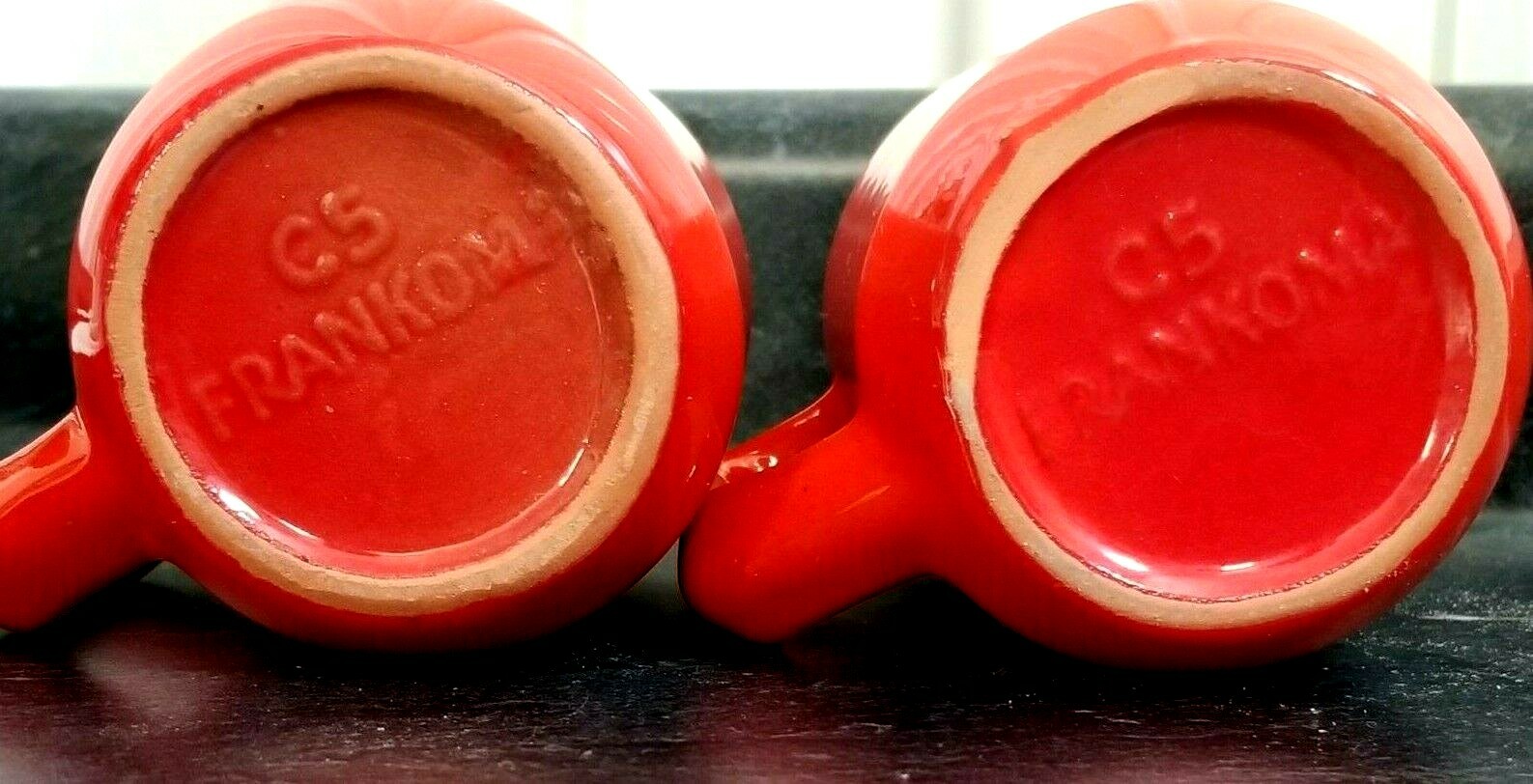 2 Frankoma Pottery Burnt Orange Fire Red Brown Coffee Cups/Mugs C5