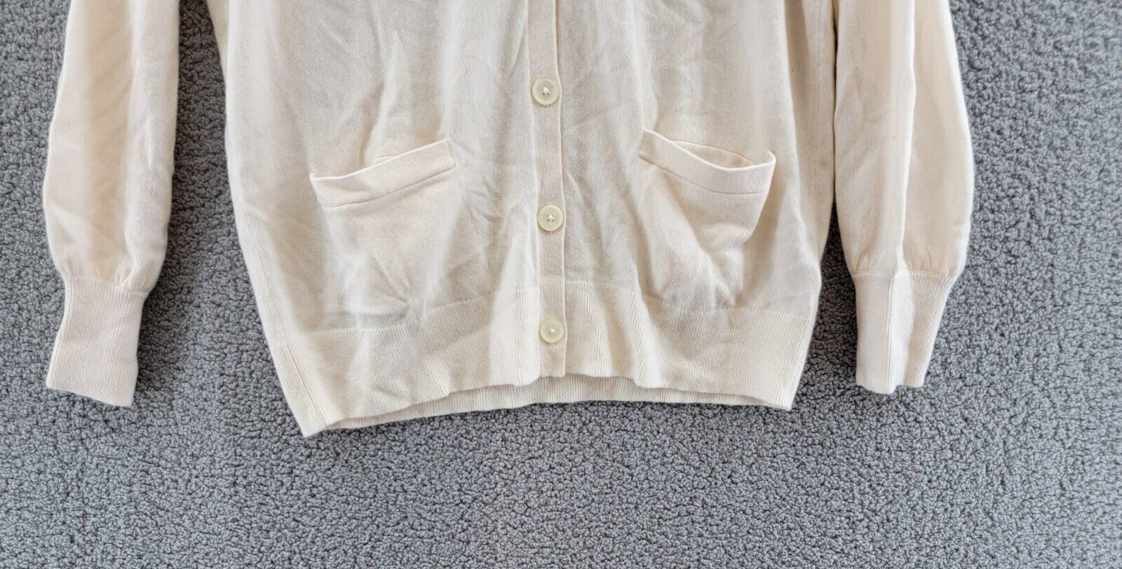 Lauren Ralph Lauren Umatilla Cashmere Cardigan Sweater Women's M Winter Cream~ - Picture 4 of 12