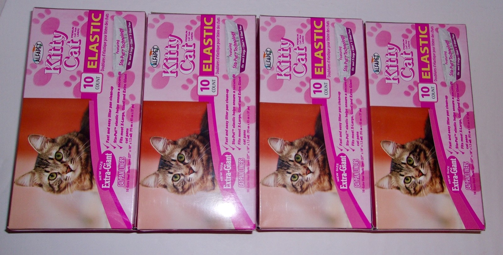 Alfapet Elastic Cat Litter Box Pan Liners Extra Giant 10 Count Boxes 4 Packs
