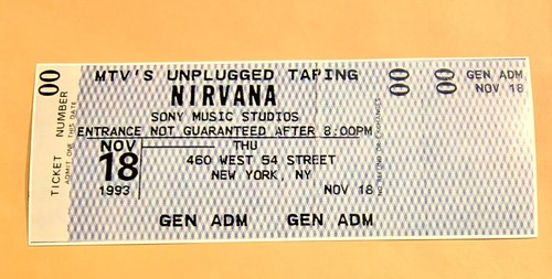 NIRVANA MTV UNPLUGGED Concert Ticket 11/18/93 Vinyl BUMPER