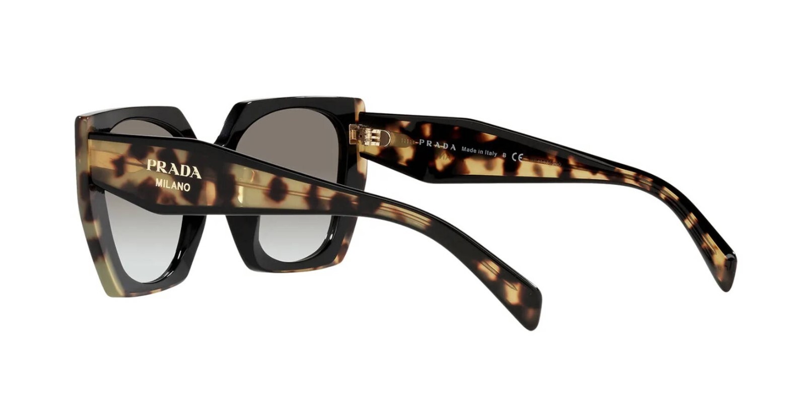 Pre-owned Prada Monochrome Pr 15ws Black Medium Tortoise/grey Shaded (389-0a7) Sunglasses