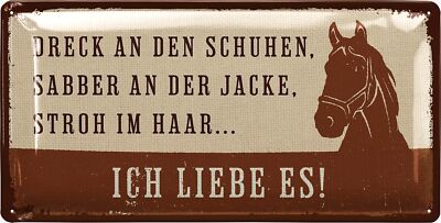 Retro Blechschild Pferde Schild Geschenk Pferdeliebhaber Boxenschild Deko 17x34