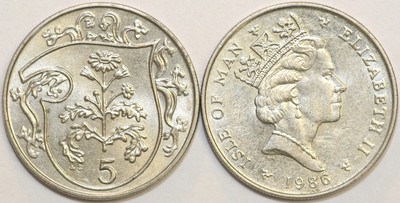 1971 to 1989 isle of man cupro nickel large 5p your choice of