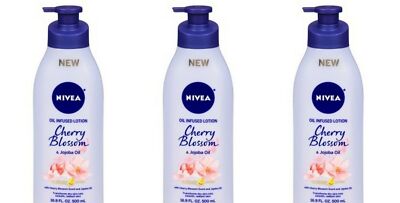 BL Nivea Lotion Oil-Infused Cherry/Jojoba Oil 16.9 oz Pump - THREE PACK