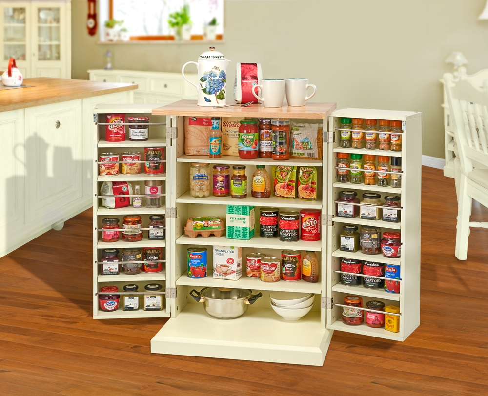 Freestanding Pantry Cupboard Storage Unit Cabinet Solid Worktop