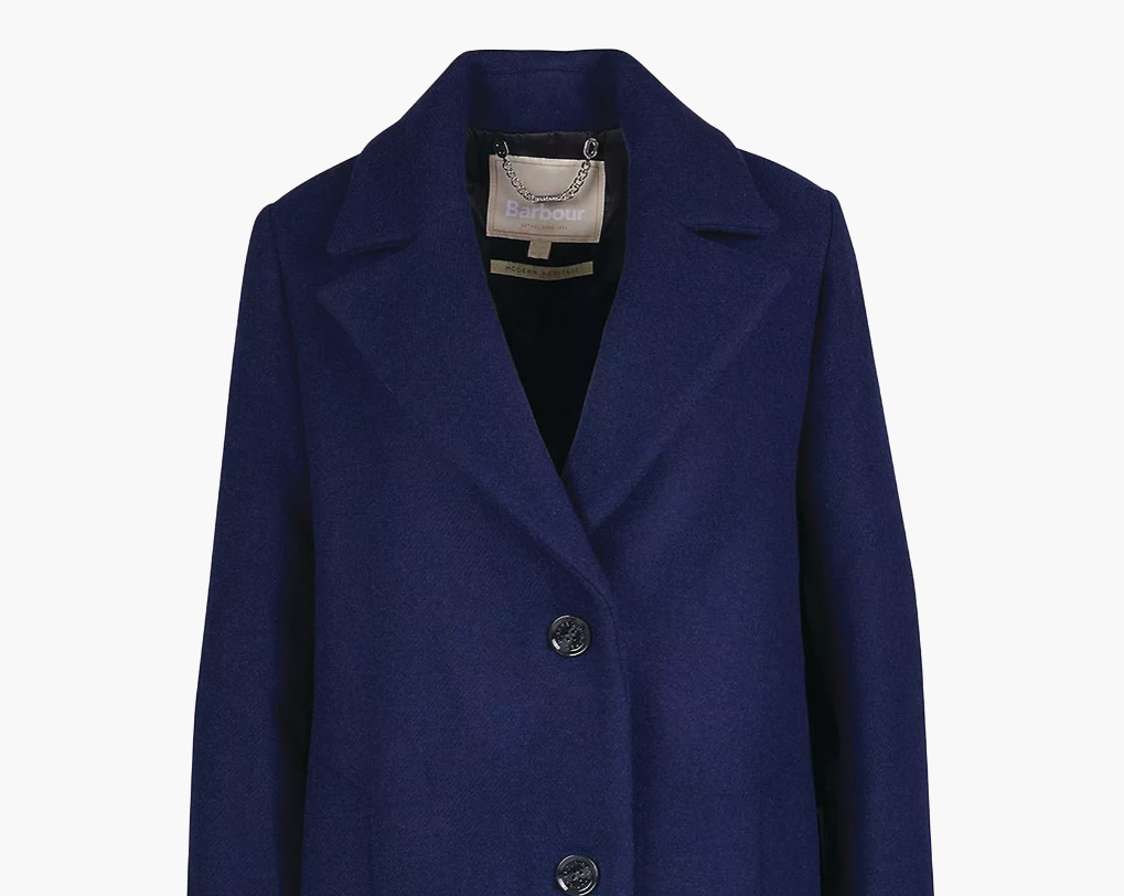 Pre-owned Barbour Angelina Flattering Longline Wool-ble Coat Msrp$680 Gorgeous Azure Blue