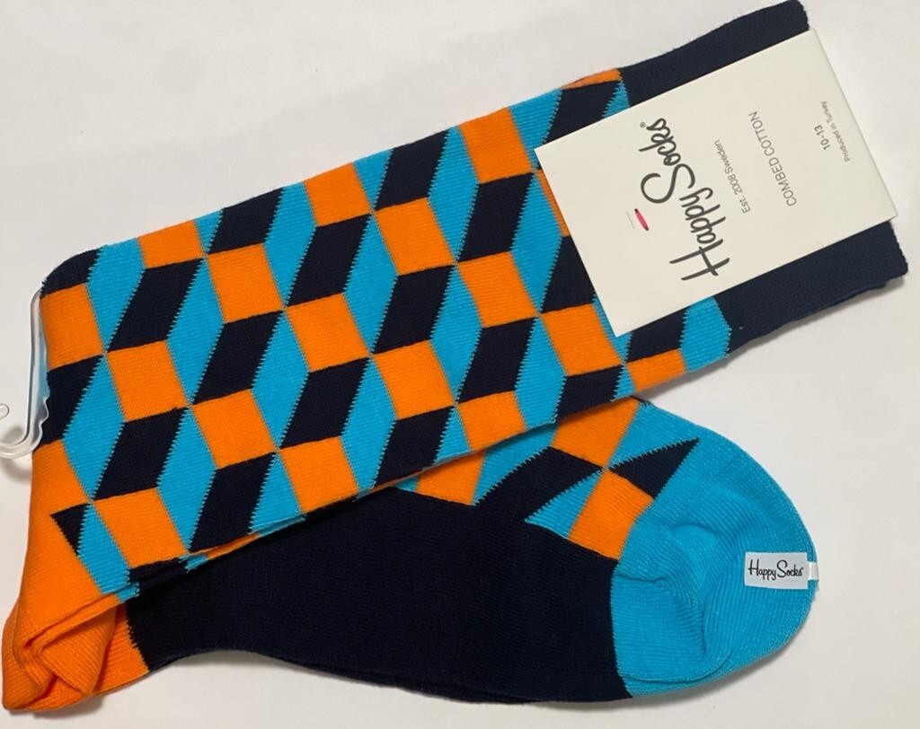 S Combed Cotton Blue And Orange Cube