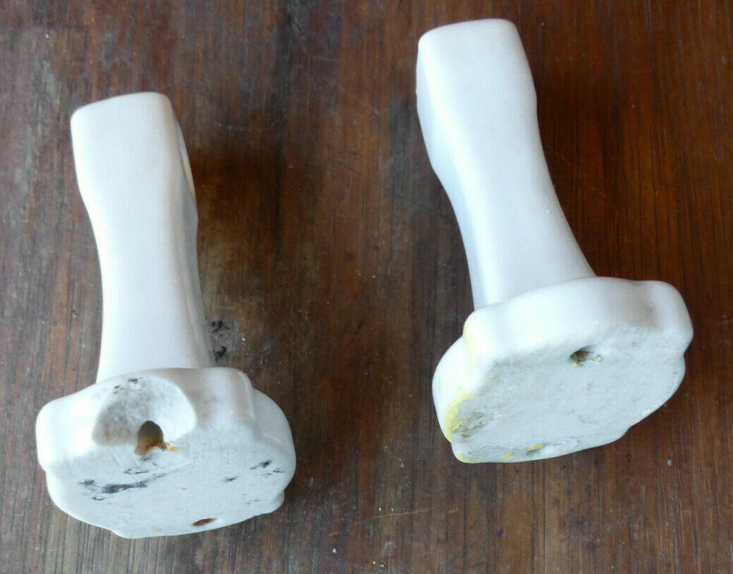 Vintage White Porcelain Ceramic Bathroom Fixture Towel Bar/TP Holder Posts