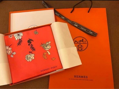 HERMES Carre 90 Silk Scarf Stole Robe Legere Rare Pink New Unused with Box