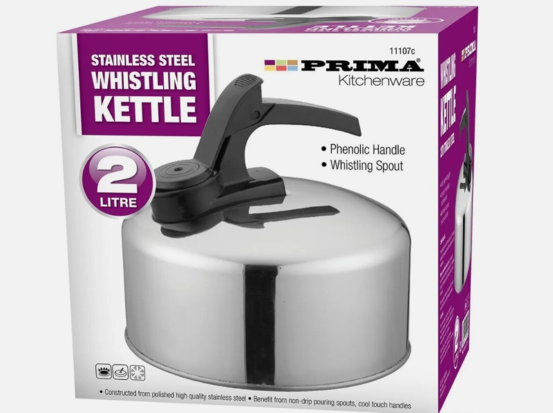 Whistling Kettle 2L Stainless Steel Induction Gas Cool Touch Handle Teapot