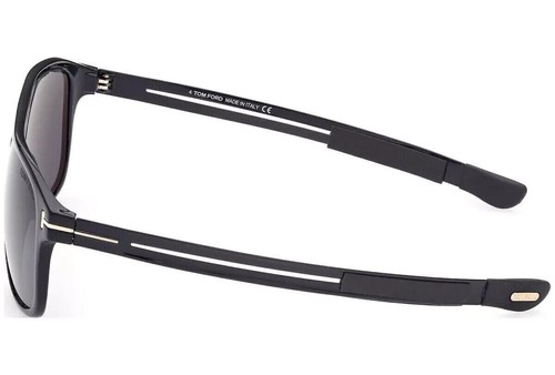 Pre-owned Tom Ford Ft0880 01a Todd Shiny Black Silver Grey Smoke Men Large Sunglasses In Gray
