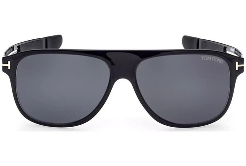 Pre-owned Tom Ford Ft0880 01a Todd Shiny Black Silver Grey Smoke Men Large Sunglasses In Gray