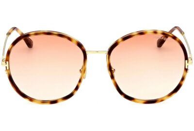 Pre-owned Tom Ford Ft0946-53t-58 Blonde Havana Sunglasses In Red