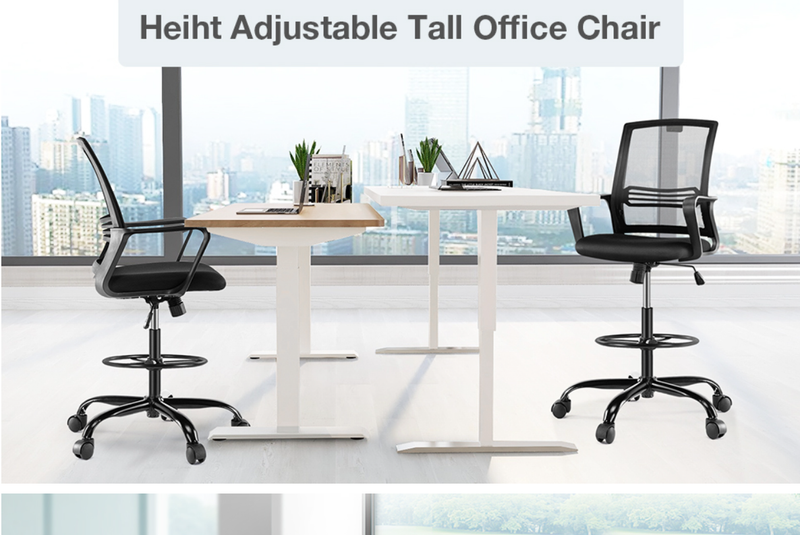 W/ Adjustable Foot Ring Standing Desk Chair